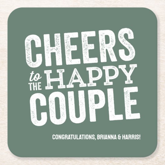 応援セージ緑おもしろい結婚醸造所のリハーサル スクエアペーパーコースター (正面)