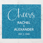 応援ターコイズグリッター結婚ズきらめくワインラボ スパークリングワインラベル (シングルラベル)