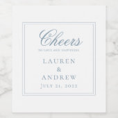 応援ダスティブルーモダンミニマ結婚リスト ワインラベル (シングルラベル)