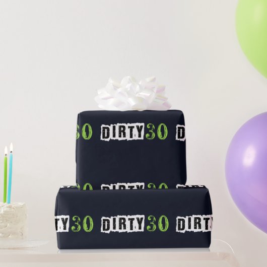 応援ダーティ30誕生日パーティー海軍ブルーグリーン ラッピングペーパー (パーティーギフト)