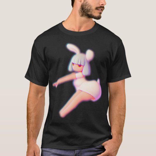 応援チアリーダーかわいいバニーフライヤー Tシャツ (正面)
