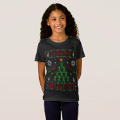応援チアリーダー醜いクリスマスセーターパーティー Tシャツ (正面フル)