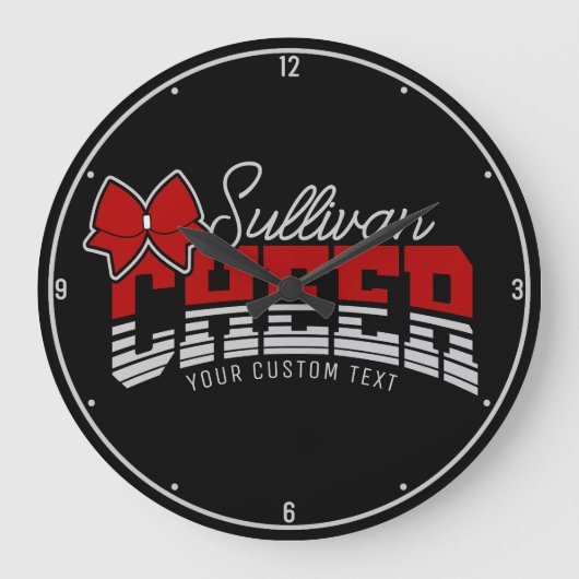 応援チームADD NAME学校アスリートチアリーダー ラージ壁時計 (正面)