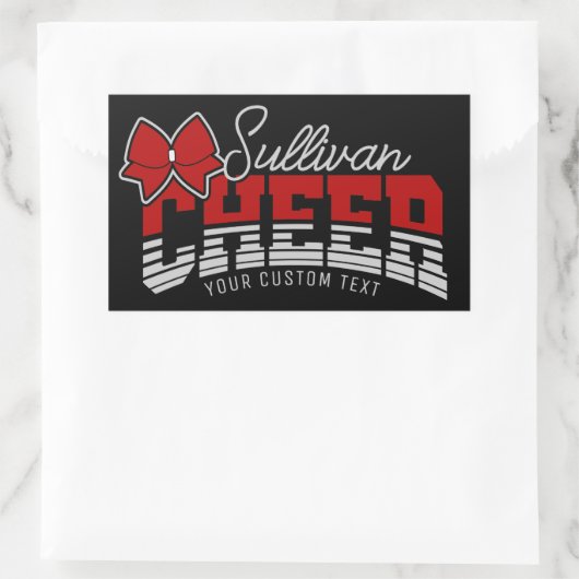 応援チームADD NAME学校アスリートチアリーダー 長方形シール (バッグ)