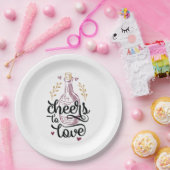 応援ツーラブブライダルシャワー ペーパープレート (パーティー)