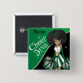 応援ディバチアリーダー少女 | DIY名 |緑 缶バッジ (正面&裏面)