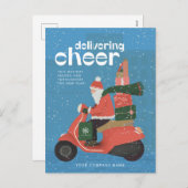 応援デリバリーサンタスクータービジネスホリデーカード シーズンポストカード (正面/裏面)