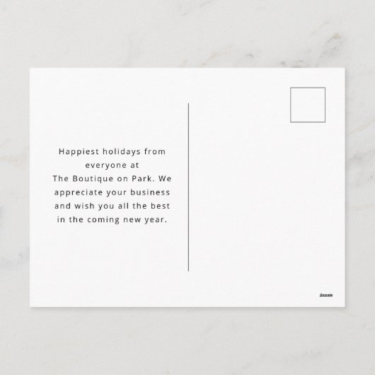 応援デリバリーサンタスクータービジネスホリデーカード シーズンポストカード (裏面)