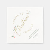 応援トゥクリスマスコックテールフェスティバルタイポグラフィ スタンダードカクテルナプキン (正面)