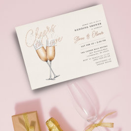 応援トゥラブアイボリーブライダルシャワーバラ金ゴールド 箔招待状