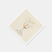 応援トゥラブアイボリー金ゴールドブライダルシャワー紙 スタンダードカクテルナプキン (角)