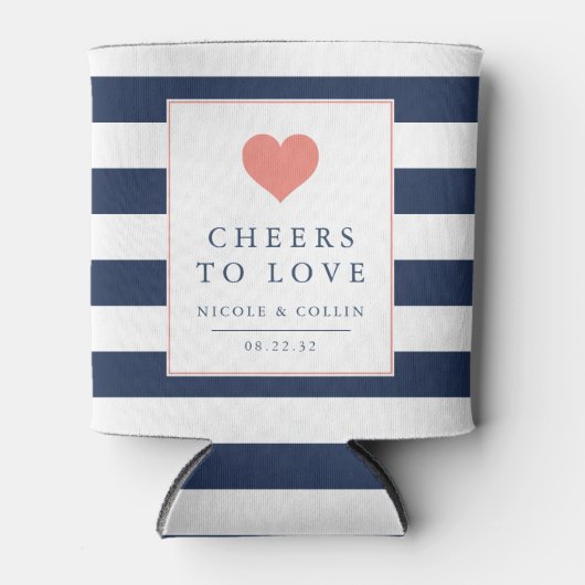 応援トゥラブコーラル&ネイビー結婚式の引き出物 缶クーラー (正面)