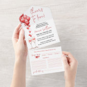 応援トゥラブバレンタインハートブライダルシャワー オールインワン招待状 (貼ってはがせる)