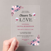 応援トゥラブフローラワインテーマブライダルシャワー アクリル招待状 (インサイチュ (ポータブル))