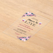 応援トゥラブフローラワインテーマブライダルシャワー アクリル招待状 (レイダウン)