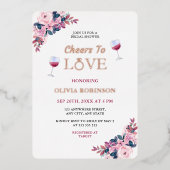 応援トゥラブフローラワインテーマブライダルシャワー 箔招待状 (正面)