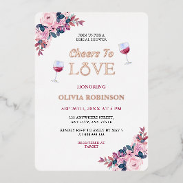 応援トゥラブフローラワインテーマブライダルシャワー 箔招待状