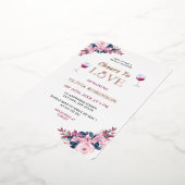 応援トゥラブフローラワインテーマブライダルシャワー 箔招待状 (回転した状態)