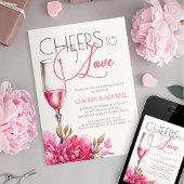 応援トゥラブマゼンタシャンパンブライダルシャワー 招待状