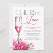 応援トゥラブマゼンタシャンパンブライダルシャワー 招待状 (正面)