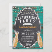 応援トゥリタイア素朴ティール(緑がかった色)バーンビールパーティー 招待状 (正面)