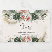 応援トロピカル結婚パームズミニワきらめくインL スパークリングワインラベル (シングルラベル)