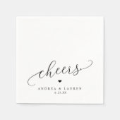 応援ナプキンスハートロマンモダン結婚ティック スタンダードカクテルナプキン (正面)