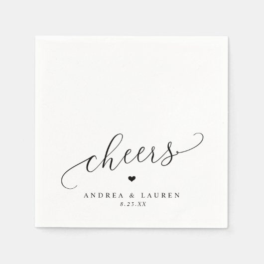 応援ナプキンスハートロマンモダン結婚ティック スタンダードカクテルナプキン (正面)