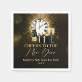 応援ニューイヤーイブパーティー2025金ゴールドシャンパン スタンダードカクテルナプキン (正面)