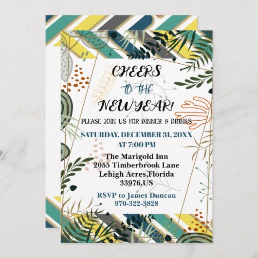 応援ニューイヤーディナーパーティー植物学 招待状 (正面/裏面)