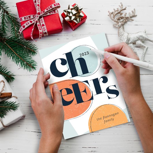 応援ニューイヤーモダンアーチホリデーカード シーズンカード