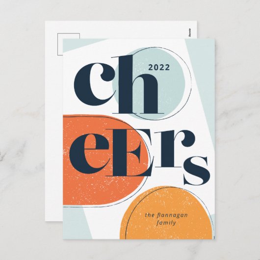 応援ニューイヤー抽象芸術オレンジシーフォー シーズンポストカード (正面/裏面)