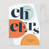 応援ニューイヤー抽象芸術オレンジシーフォー シーズンポストカード (正面)