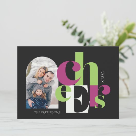 応援ハッピーホリデーズフォトブラックマゼンタ シーズンカード (スタンド正面)