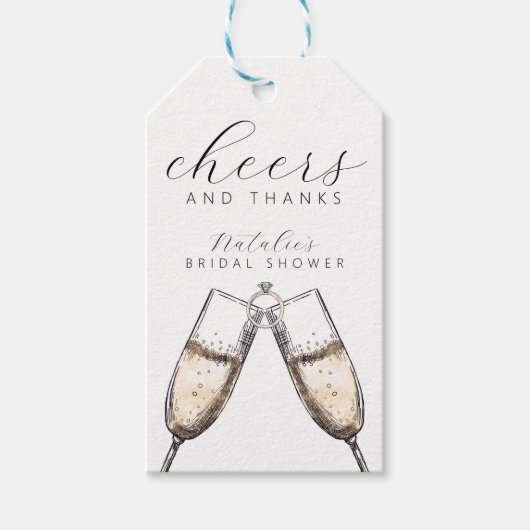 応援バエレガントブリーシャンパンゲブライダルシャワー ギフトタグ (正面)