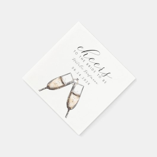 応援バエレガントブリーシャンパンゲブライダルシャワー スタンダードカクテルナプキン (角)