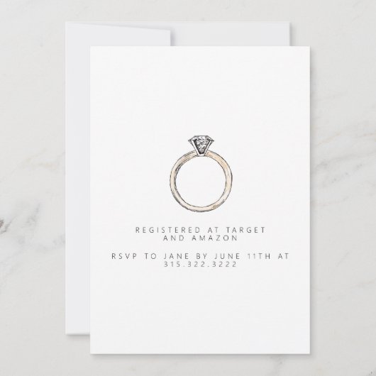 応援バエレガントブリーシャンパンゲブライダルシャワー 招待状 (裏面)