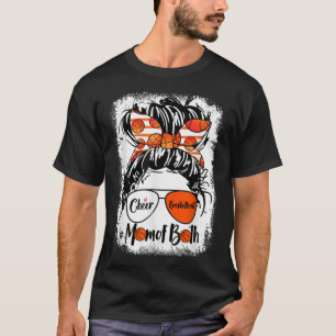 応援バスケットボールママの両方Messy Bunヘアガラス Tシャツ