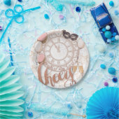 応援バラ金ゴールドスクリプトクロックシャンパン新年 ペーパープレート (パーティー)