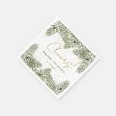 応援パイン&金ゴールドクリスマスフェスティバル結婚ズ スタンダードカクテルナプキン (角)