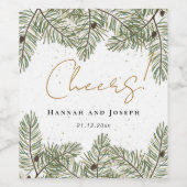 応援パイン&金ゴールドクリスマスフェスティバル結婚ズ ワインラベル (シングルラベル)