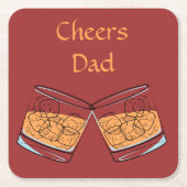 応援パパウイスキーグラススクエアコースター スクエアペーパーコースター (正面)