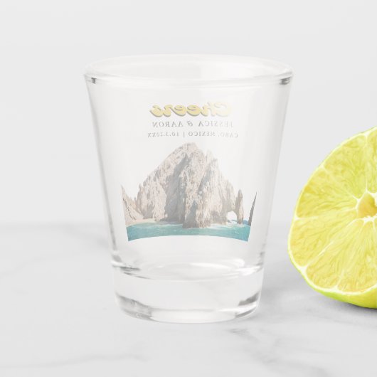 応援パーソナライズされたカボ結婚式の引き出物ショットグラス ショットグラス (裏面)