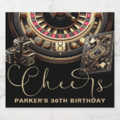 応援パーソナライズされたゲームナイトパーティーブラック金ゴールド スパークリングワインラベル (シングルラベル)