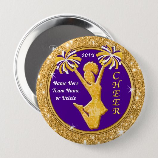 応援パーソナライズされたパーティーの好意、チアリーダーピン、 缶バッジ (正面&裏面)