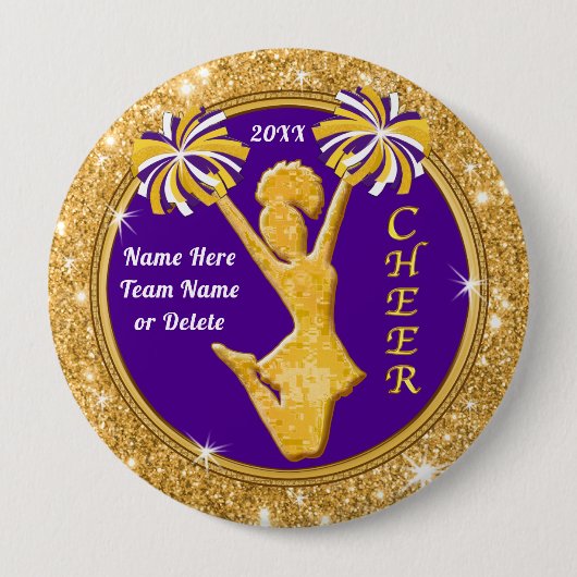 応援パーソナライズされたパーティーの好意、チアリーダーピン、 缶バッジ (正面)