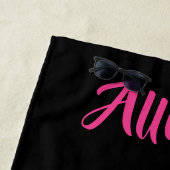 応援パーソナライズされたビーチタオル（ピンクとブラック） ビーチタオル (インサイチュ)