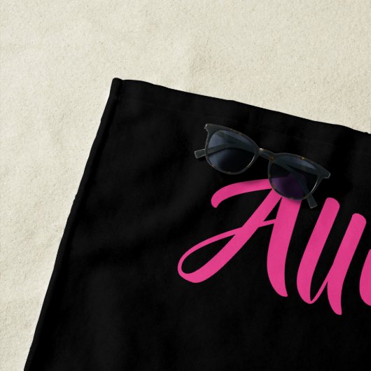 応援パーソナライズされたビーチタオル(ピンクとブラック) ビーチタオル (インサイチュ)