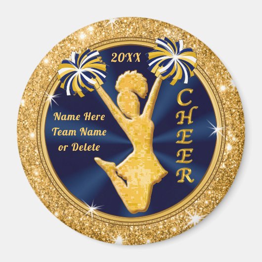 応援パーソナライズされた党がネイビー・ブルーと金ゴールドを支持 マグネット (正面)