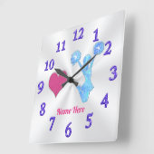 応援パーソナライズされた時計、チアリーティングルームデコール スクエア壁時計 (傾斜)